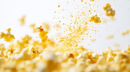 Airborne Popcorn in Motion Capture Close-Up Perspective