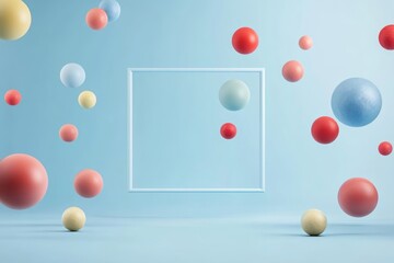 Abstract Spheres: Bright, Colorful Balls Floating Around a Geometric Frame