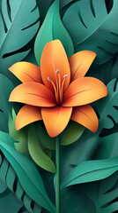 Obraz premium Lilly flower logo 3d vector papercut