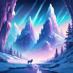 Landscape with mountains and snow 