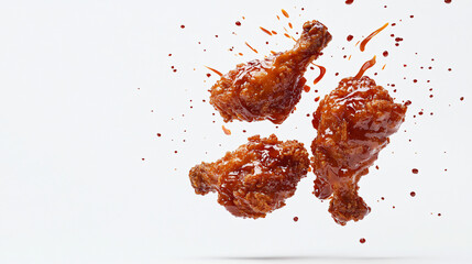 Floating Korean Fried Chicken in Dynamic Composition