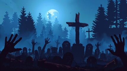 Zombie Graveyard Illustration