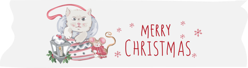 Christmas washi tape on white background. Vector illustration.