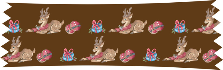 Christmas washi tape on white background. Vector illustration.