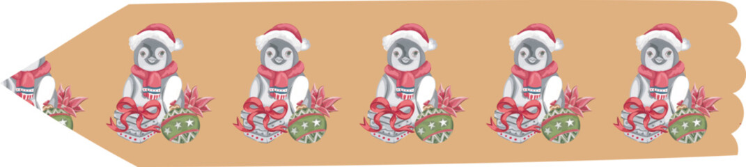 Christmas washi tape on white background. Vector illustration.