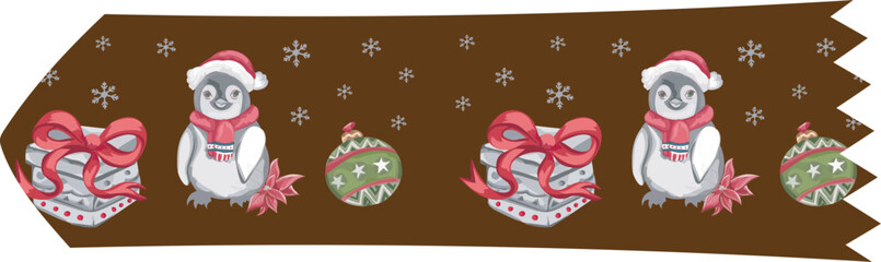 Christmas washi tape on white background. Vector illustration.