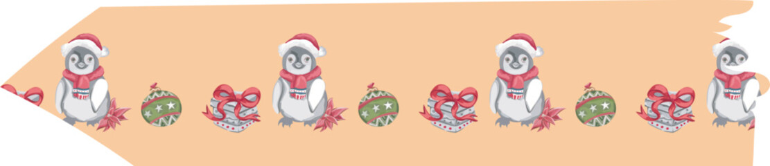 Christmas washi tape on white background. Vector illustration.