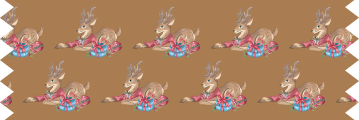 Christmas washi tape on white background. Vector illustration.