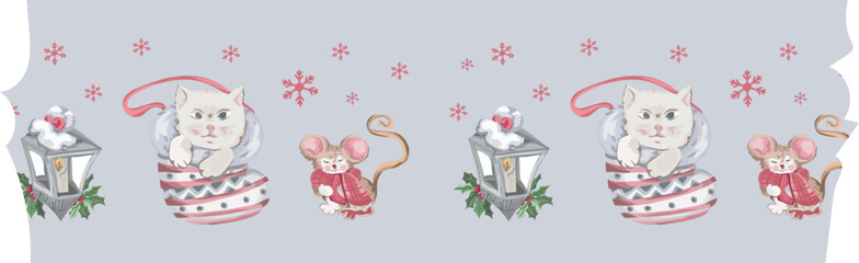 Christmas washi tape on white background. Vector illustration.