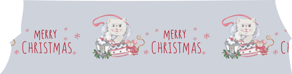 Christmas washi tape on white background. Vector illustration.
