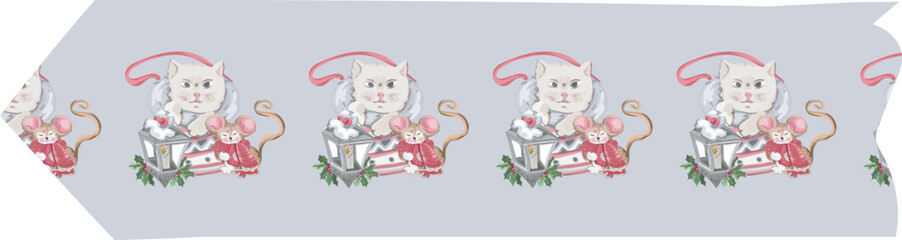 Christmas washi tape on white background. Vector illustration.