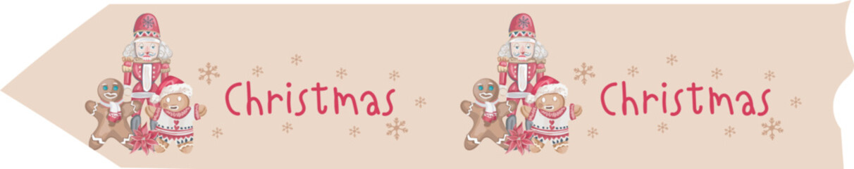 Christmas washi tape on white background. Vector illustration.