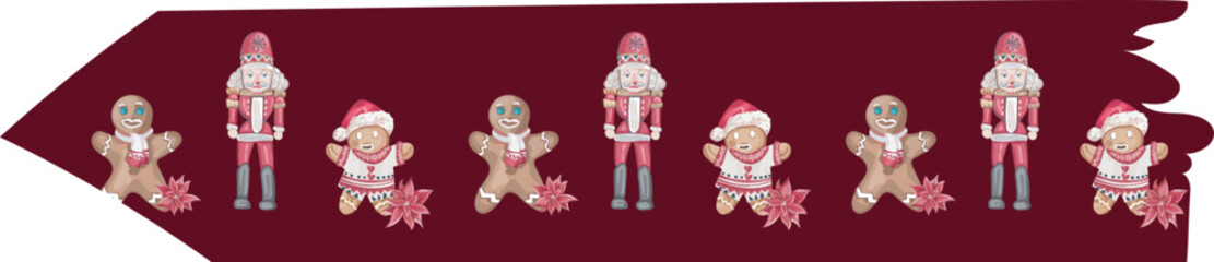 Christmas washi tape on white background. Vector illustration.