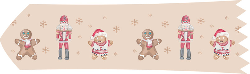 Christmas washi tape on white background. Vector illustration.