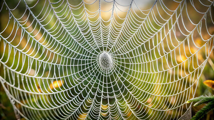 A Dew-Kissed Spider Web Sparkles in the Morning Light.