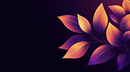 Fototapeta premium Purple and gold leaves, black background