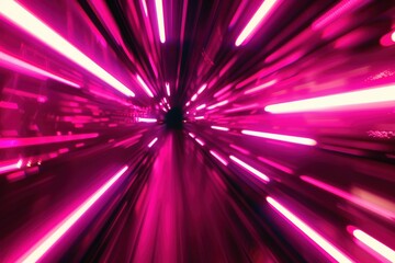 Obraz premium Abstract Pink and White Light Streaks Converging to a Black Center