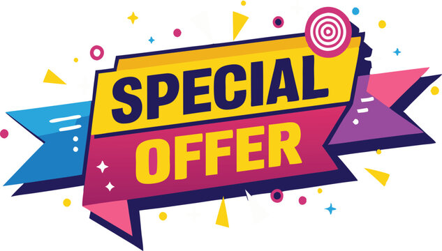 Special Offer Banner Design with Colorful Shapes