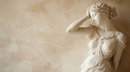 Naklejka premium Marble Statue of a Woman in a Soft Pose