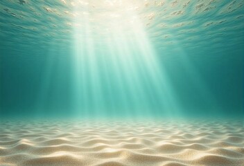 Obraz premium Tropical Underwater Scene - Sunlight Streaming Through Clear Blue Sea and Beautiful Sand