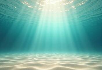 Obraz premium Tropical Underwater Scene - Sunlight Streaming Through Clear Blue Sea and Beautiful Sand