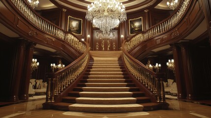 Obraz premium Elegant Grand Staircase in Luxurious Interior Space