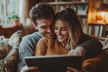 Couple staying at home in weekend, Generative AI