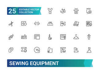 Sewing equipment and needlework line icons set. Thin editable web icon collection. Outline symbol pack. pixel perfect vector illustration.