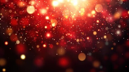 Obraz premium Abstract red shiny glitter bokeh christmas vector background