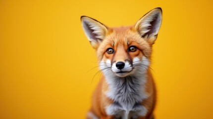 Obraz premium A red fox captured in a close-up portrait, its ears perked and head slightly tilted as if intrigued