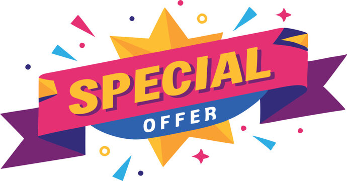 Special Offer Banner Design With Ribbon