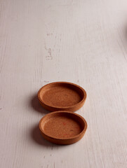 wood table mock up plate empty product business photo display circle kitchen podium object brown old