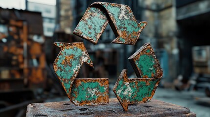 ai generative rusty green recycling symbol