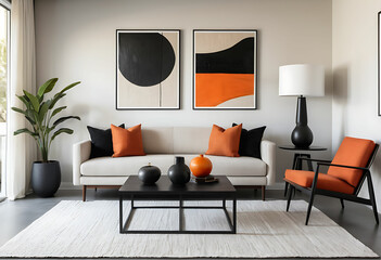 Japandi Minimalist Living Room, Modern Interior Design with Natural Elegance