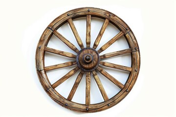 a wooden wheel on a white background