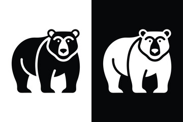 Flat Bear and Polar Bear Silhouette. Vector Illustrations for Digital Use