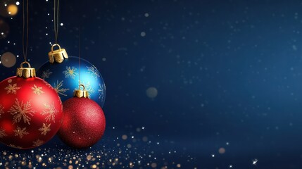 beautiful christmas balls banner with text space