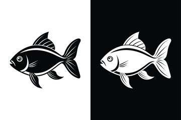 Minimalist Fish Vector Icons. Flat Sign Designs for Food Apps and Websites