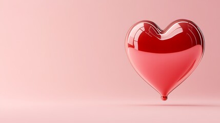 Red Heart on Pink Background