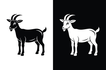 Sleek Goat Silhouette Vector Design. Simple and Striking Farm Animal Icons