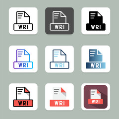 Set wri file format icons. extension, file type and document, can be used for digital projects and websites.