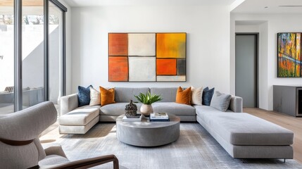 Fototapeta premium Modern Living Room with Artistic Touches