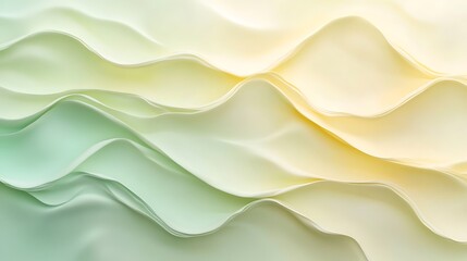 Obraz premium Soft gradient in pastel green and yellow with wavy textures for beauty graphics