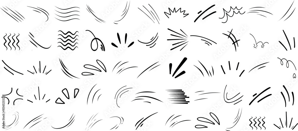 Wall mural abstract line movement elements in dynamic vector designs. featuring curved, wavy, and flowing lines