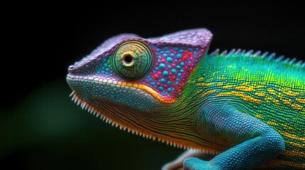 Close-up of a chameleon's skin texture, Nature macro, Detail