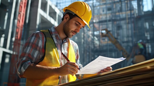 Construction Worker Filling Out Forms.