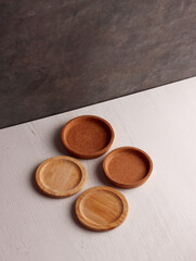 wood table mock up plate empty product business photo display circle kitchen podium object brown old