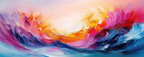 Abstract painting with swirling colors and textures, Artistic, Creativity