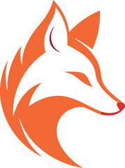 Stylized Orange Fox Head Logo Design