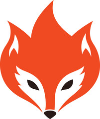 Fiery Fox Head Logo Design Illustration
